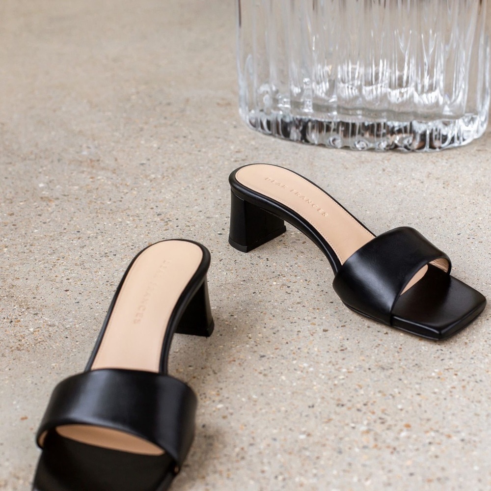 Dear Frances, Chaise Mules in Black